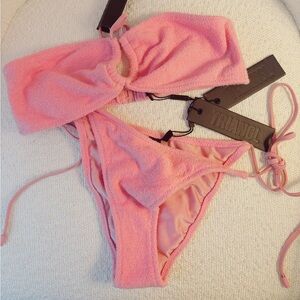 NWT PINK TERRY CLOTH TRIANGL BIKINI 👙